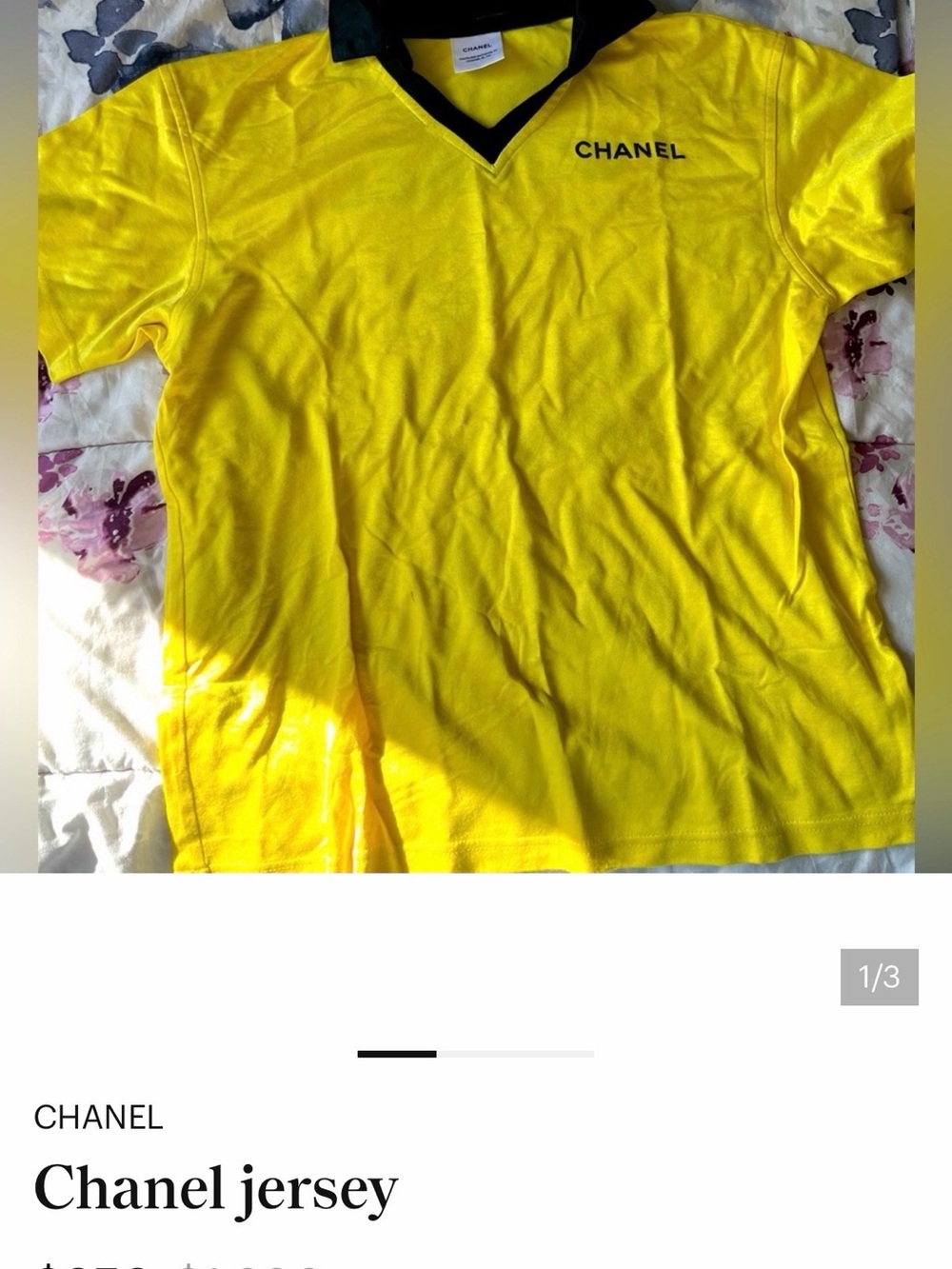 CHANEL Yellow Jersey Polo with Black Trim